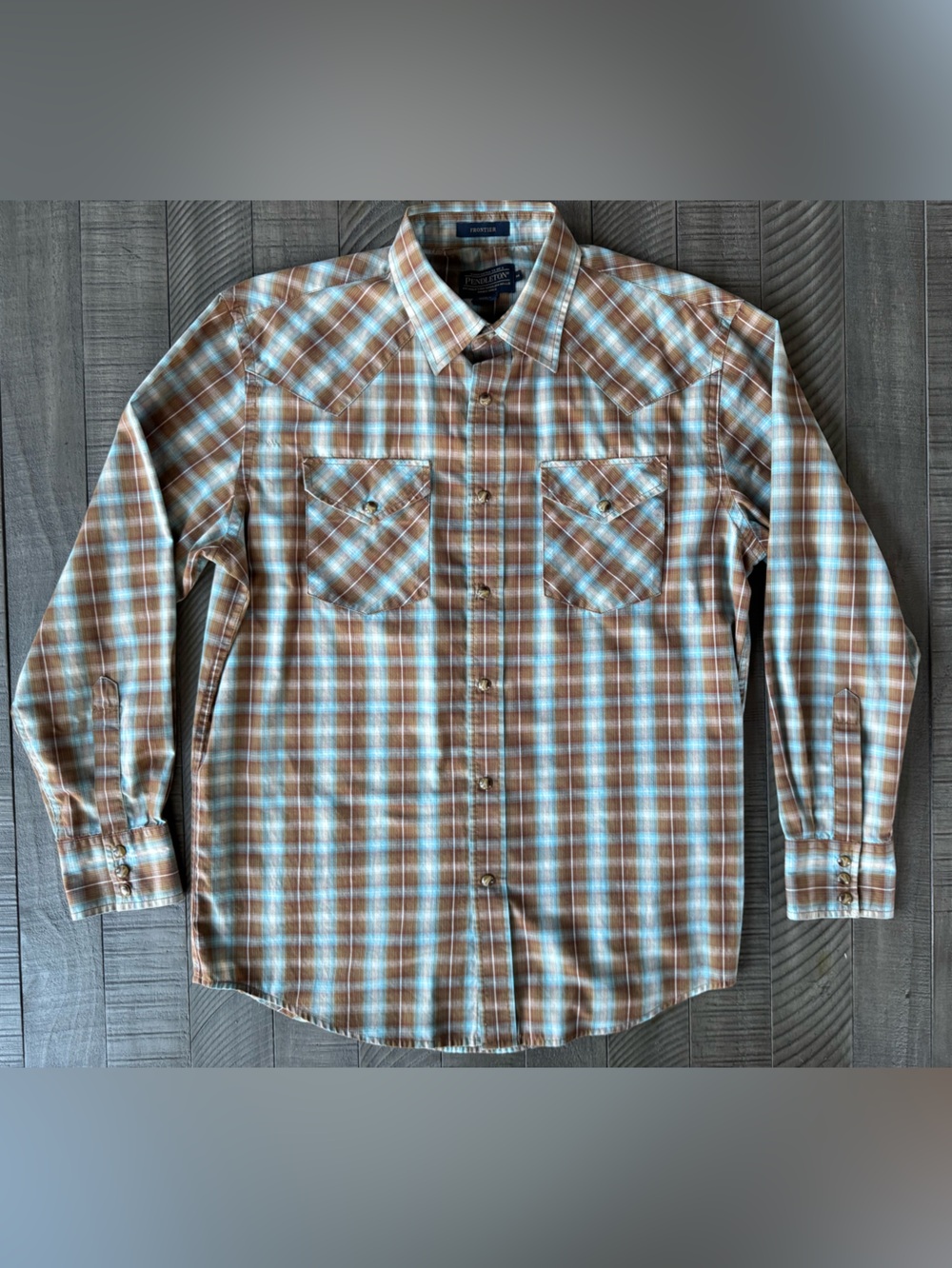 Pendleton Frontier Western Plaid Long-Sleeve Shirt Men’s Size Medium